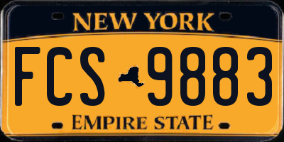 NY license plate FCS9883