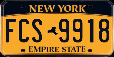 NY license plate FCS9918