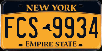 NY license plate FCS9934