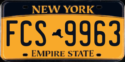 NY license plate FCS9963