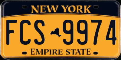 NY license plate FCS9974