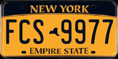 NY license plate FCS9977