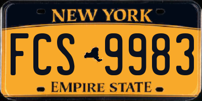 NY license plate FCS9983