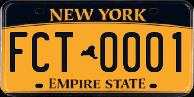 NY license plate FCT0001