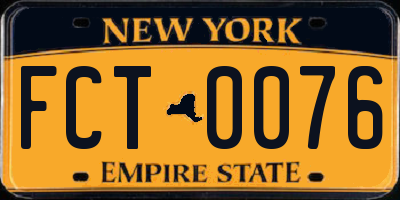 NY license plate FCT0076