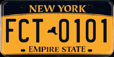 NY license plate FCT0101