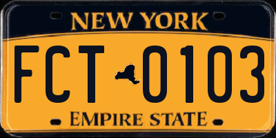NY license plate FCT0103