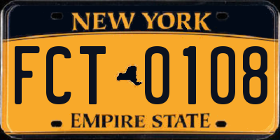 NY license plate FCT0108