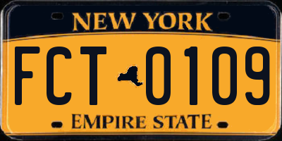 NY license plate FCT0109