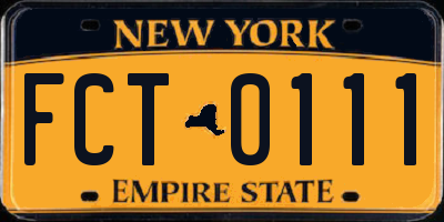 NY license plate FCT0111