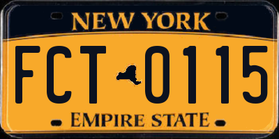 NY license plate FCT0115