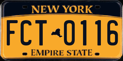 NY license plate FCT0116
