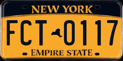 NY license plate FCT0117