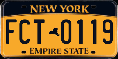 NY license plate FCT0119