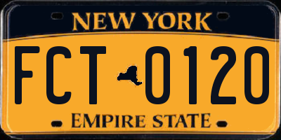 NY license plate FCT0120