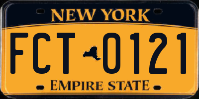 NY license plate FCT0121