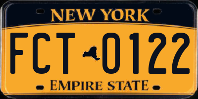 NY license plate FCT0122