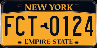 NY license plate FCT0124