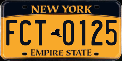 NY license plate FCT0125