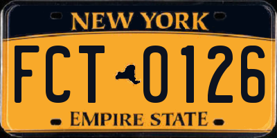 NY license plate FCT0126