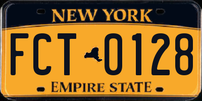 NY license plate FCT0128