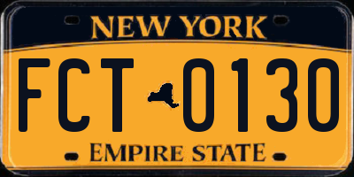 NY license plate FCT0130