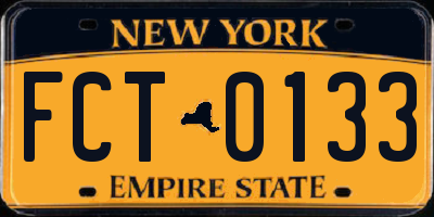 NY license plate FCT0133