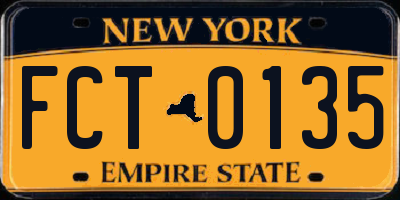 NY license plate FCT0135
