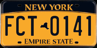 NY license plate FCT0141