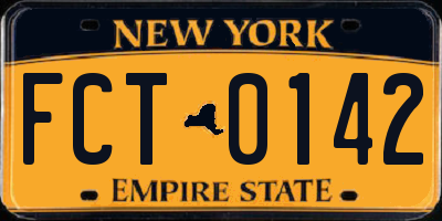 NY license plate FCT0142
