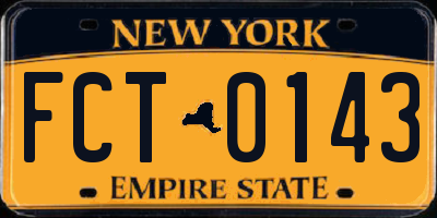 NY license plate FCT0143