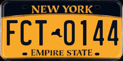NY license plate FCT0144