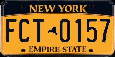 NY license plate FCT0157