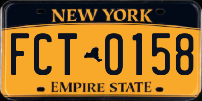 NY license plate FCT0158