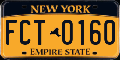 NY license plate FCT0160
