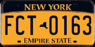 NY license plate FCT0163
