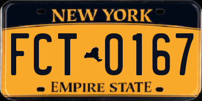 NY license plate FCT0167