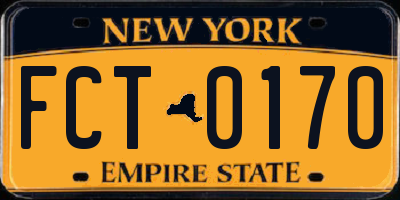 NY license plate FCT0170