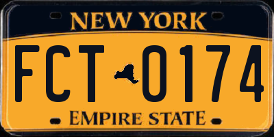 NY license plate FCT0174