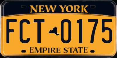 NY license plate FCT0175