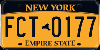 NY license plate FCT0177