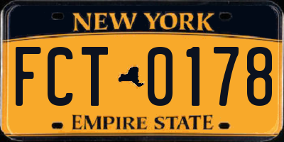 NY license plate FCT0178