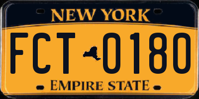 NY license plate FCT0180
