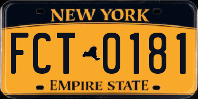 NY license plate FCT0181