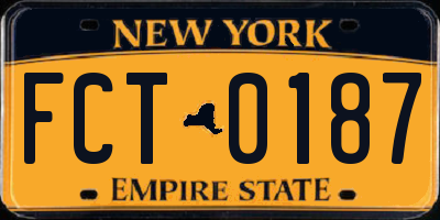 NY license plate FCT0187