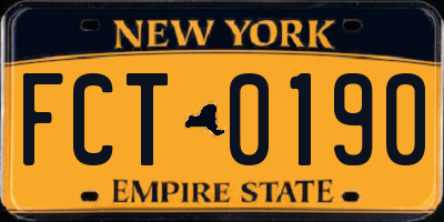 NY license plate FCT0190