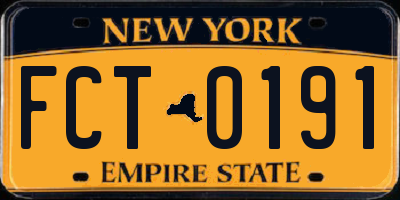 NY license plate FCT0191