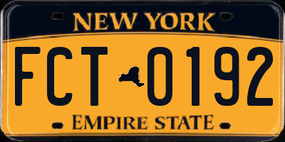 NY license plate FCT0192