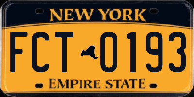 NY license plate FCT0193