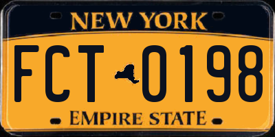 NY license plate FCT0198